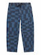 Pantaloni de Blugi pentru Bărbați Loose Tapered Fit Albastru în Carouri