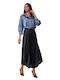 Satin Midi Skirt Black