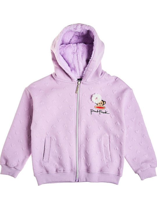 Kinder-Strickjacke mit Kapuzen in Flieder