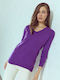 Celestino Damen Pullover V-Ausschnitt Lila