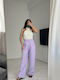 Damen Hochbund Pantaloona mit Gummiband in Breite Bein Stil Lila