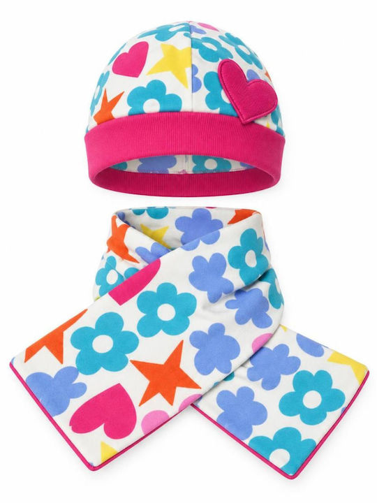 Kinder Beanie Set mit Schal Gestrickt Mehrfarbig