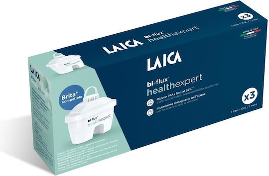 Laica Replacement Water Filter Cartridge for Bi-flux Healthexpert 3 Pieces White