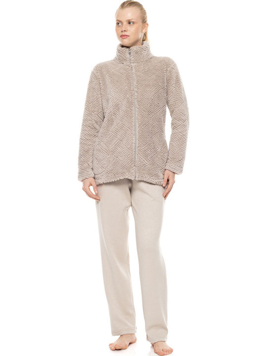 Pink Label Winter Women's Fleece Robe Sand