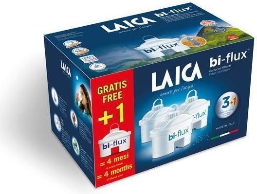 Laica Ανταλλακτικό Φίλτρο Νερού για Κανάτα από Ενεργό Άνθρακα Bi-flux 4τμχ Λευκό