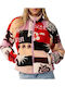Fleece Damen Strickjacke mit Reissverschluss Mehrfarbig