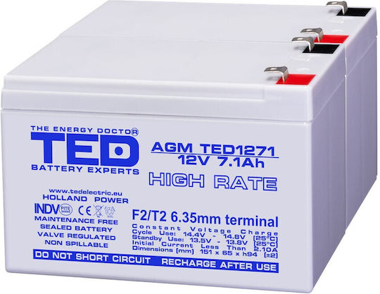 Battery Pack Compatible Apc Rbc9 24v 7.1ah 2x12v Ted Electric