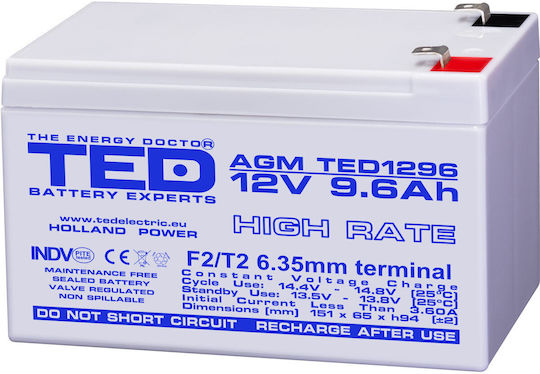 Battery Pack Compatible Apc Rbc175 12v 9.6ah 1x12v Ted Electric