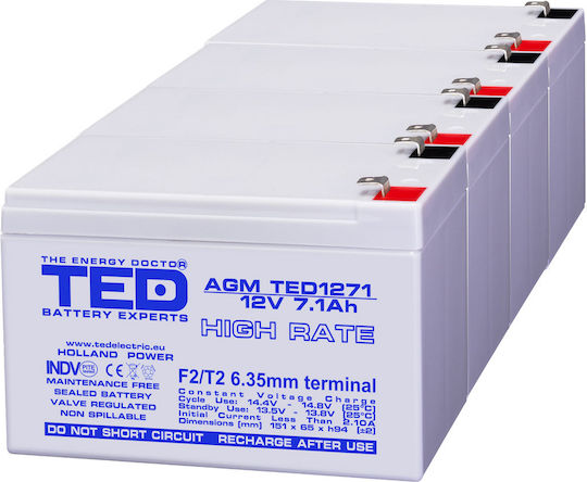 Battery Pack Compatible Apc Rbc25 48v 7.1ah 4x12v Ted Electric
