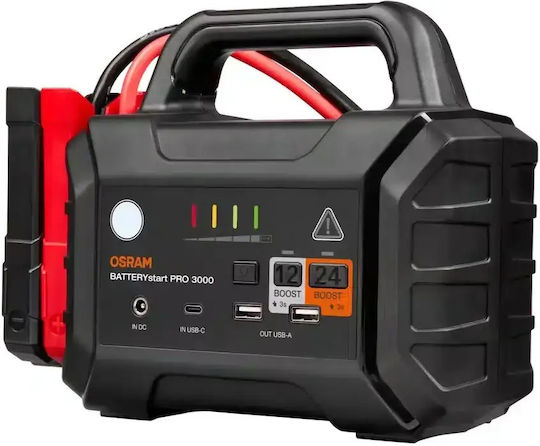Osram BATTERYjumpstart 3000 Преносим Стартер за Автомобилна Батерия и Камион 36400mAh с Power Bank / USB / Фенер 12/24V