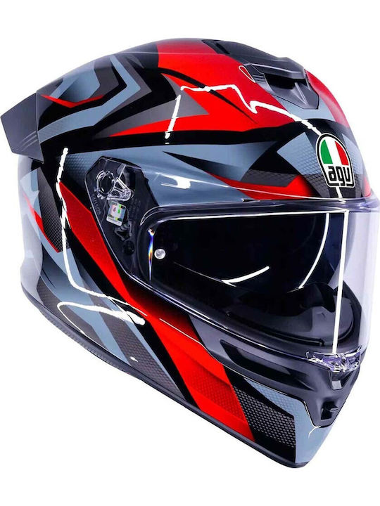 AGV K5 Munor Black/Red Motorcycle Helmet Full Face ECE 22.06 1500gr with Pinlock and Sun Visor