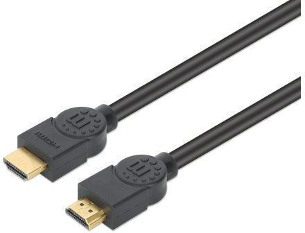 Manhattan Geflochtenes HDMI-Kabel mit HDMI-Stecker - HDMI-Stecker 5m Schwarz