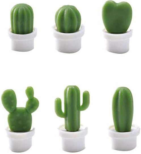 Set 6 Refrigerator Magnets Flippy Cactus In Pot Design Made Abs Magnet Green White