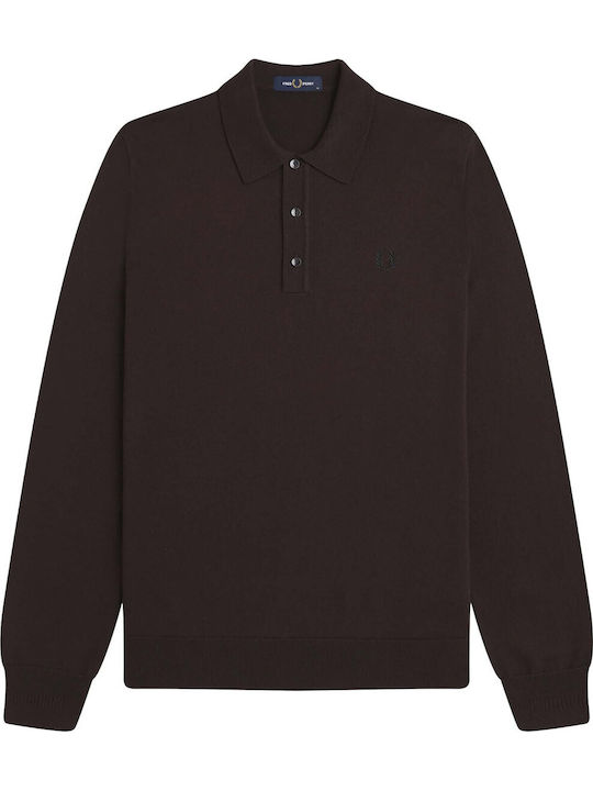 Fred Perry Shirt Πουλόβερ Μακρυμάνικο Καφέ