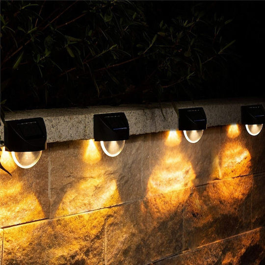 Set 4 Wandmontierte Solarleuchten mit Warmes Weiß Licht IP65 8.8x8.5cm
