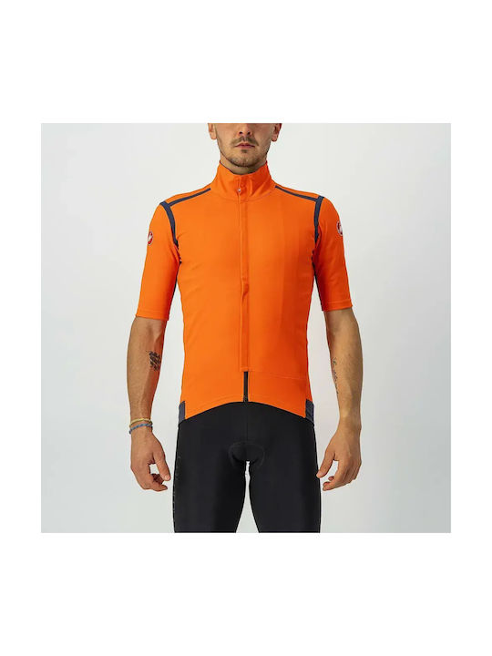 Castelli Herren Fahrrad-Windbreaker-Jacken Kurzarm Orange