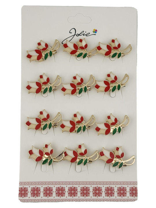 Set 12 Pinuri Martisor Lalele De Primăvară Motif Tradițional Pinuri Metalice Jolie Finisaj Lacuit 2.5 X 1.5 Cm Fiecare Roșii