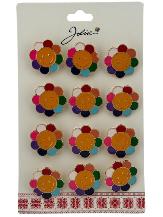 Set 12 Pinuri Mărțișor Copii Jolie Floare Zâmbitoare Design Multicolor