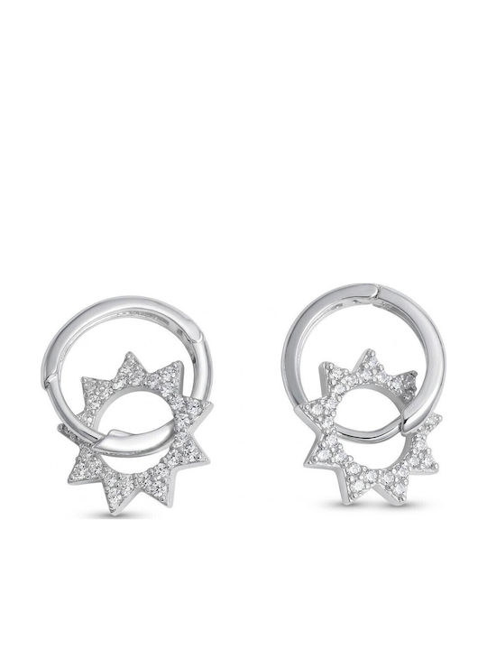 Jolie Silver Earrings with Beige Stones