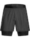2-In-1 Sports Men's Shorts Relaxed Fit Black