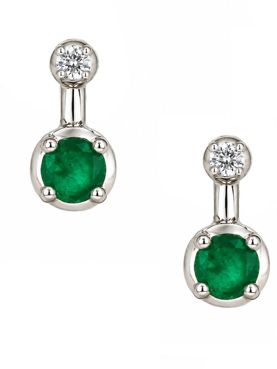 Earrings from 18K White Gold with Diamond Green
