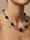 Steel Vergoldete Stahl Halskette Marineblau