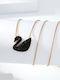 Swan Necklace with Black Zircon