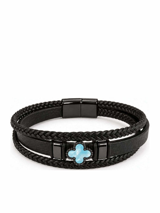 Women's Bracelet with Cross Design Made of Leather