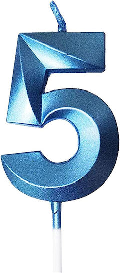 Number 5 Candle Flippy Diamond Model 5 X 3.4 Cm Blue