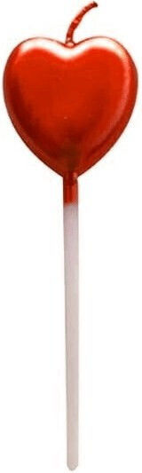 Lumânare De Tort Flippy Model Inimă Petrecere 8.5 X 3 Cm Roșie