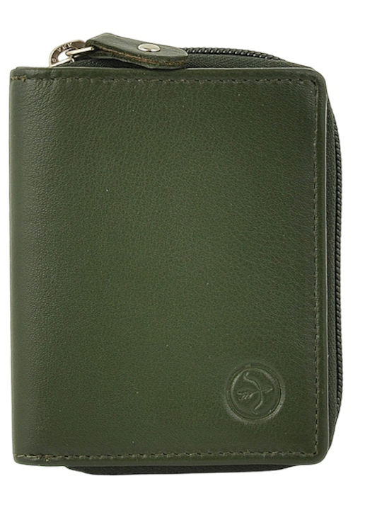 Small Leather Women's Wallet with RFID Green