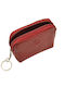 Small Leather Women's Coin Wallet with RFID Red