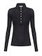 Women's Long Sleeve Black Polo Blouse