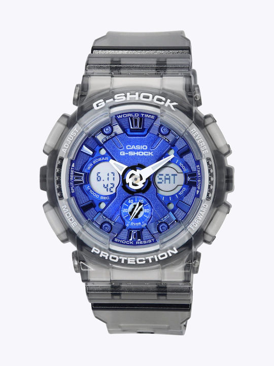 Casio Digital Damenarmbanduhr Chronograph Batterie mit Gummi Armband Translucent Grau