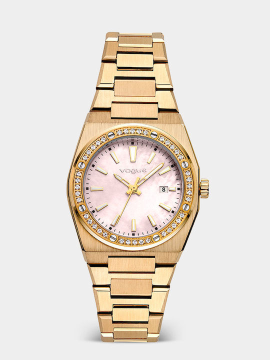 Vogue Women's Battery Watch with Stainless Steel Bracelet Gold