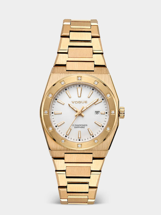 Women's Battery Watch with Stainless Steel Bracelet Gold