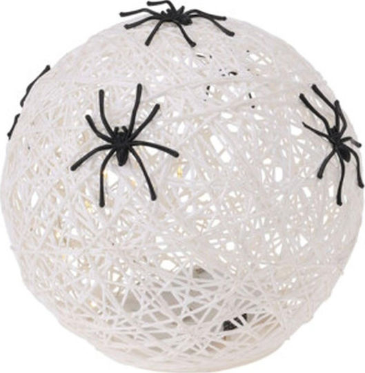 Διακοσμητική Μπάλα-λαμπάκι Led Αράχνη Halloween 15 Cm Λευκή