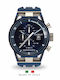 Locman Italy Montecristo Classic Movement Chrono Quartz Dial Blue Strap Blue Silicone