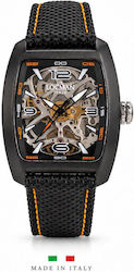 Locman Italy Sport Skeleton 37x46.8mm PVD Black Movement Swiss Three Hands Automatic Dial Transparent Deflector Strap Black Cordura
