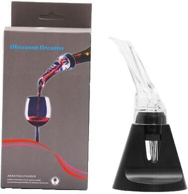 2in1 Aerator de Vin Turnător Flippy Decantare Fără Picurare Fără Vărsare 18x10x8cm Negru