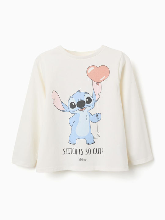 Zippy Детска блуза с дълъг ръкав Бяла Stitch
