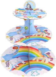 Cake Stand Flippy Cardboard 3 Levels 16 22 29 Cm Diameter 38 Cm Height Unicorn Theme Multicolor