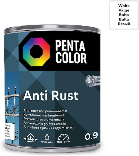 Pentacolor Αντισκωριακό 0.9lt Λευκό