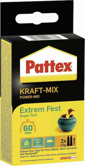 Pattex Κόλλα Μετάλλων 2 Συστατικών Διάφανη 12gr 2τμχ
