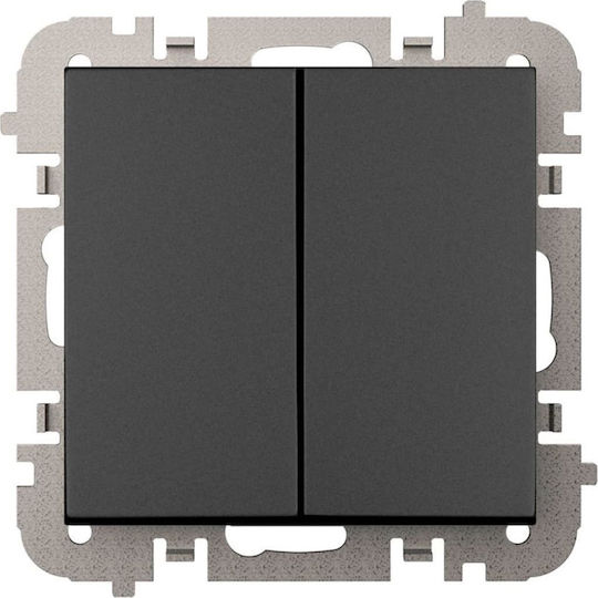 Elektro Plast Recessed Wall Switch Two-Way Without Frame Aller Retour Black