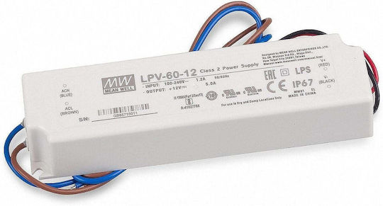 Mean Well LED Power Supply Waterproof IP67 Power 60W with Output Voltage 12V