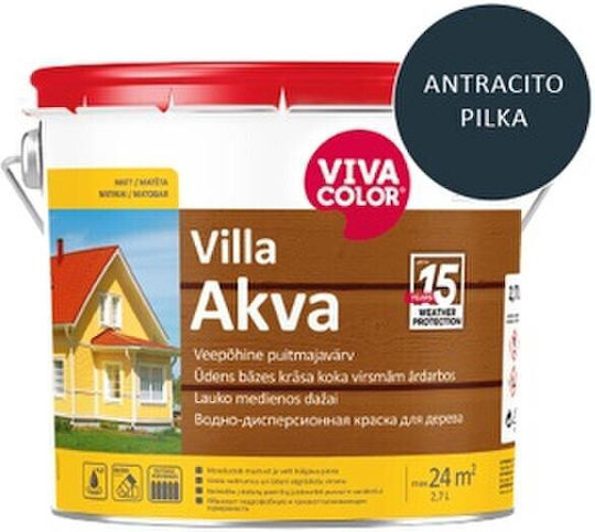 VivaColor VivaColor Innen- und Außenfarben für Häuser Für Außen Verwendung Akva Grau 2,7 l