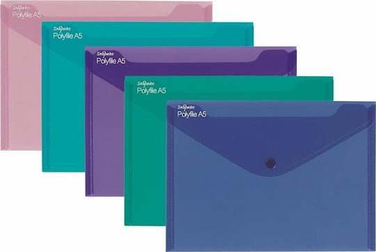 Snopake Aktenordner mit Schaltfläche für Papier A5 5 Stück (Verschiedene Farben)
