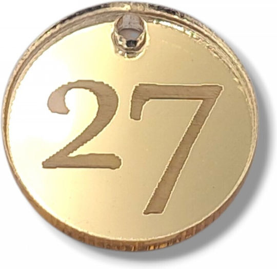 Glücksbringer Plexiglas Rund "27" Anhänger Vergoldet 20mm 10Stück