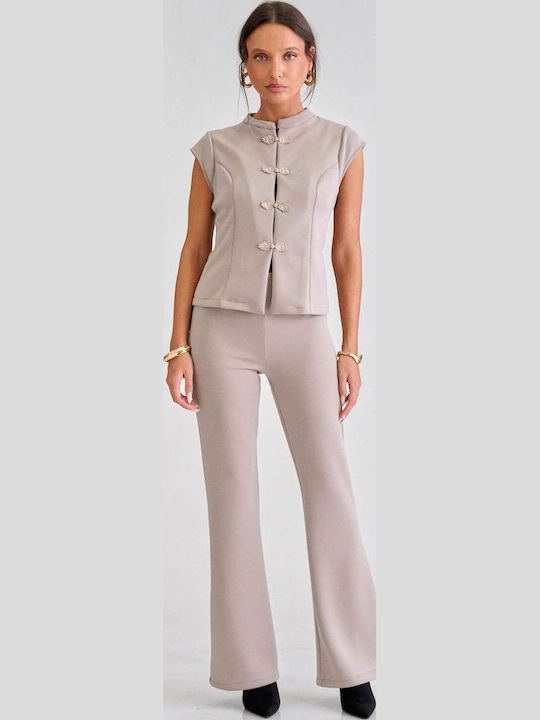 Decoro Women's Dark Beige Set with Trousers
